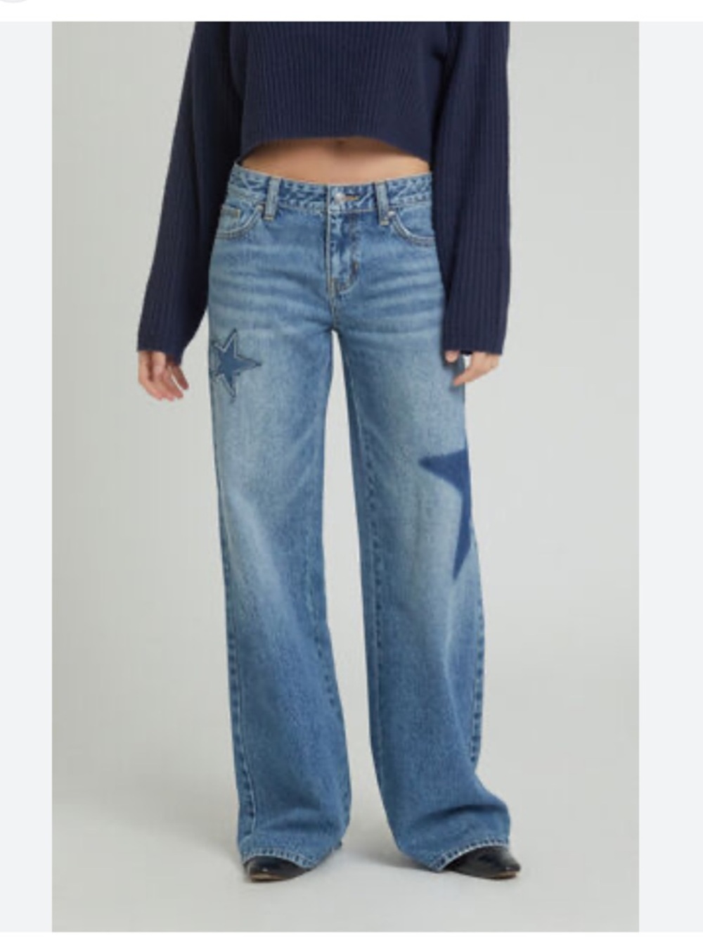 Rhinestone Star Low Rise Baggy Jeans